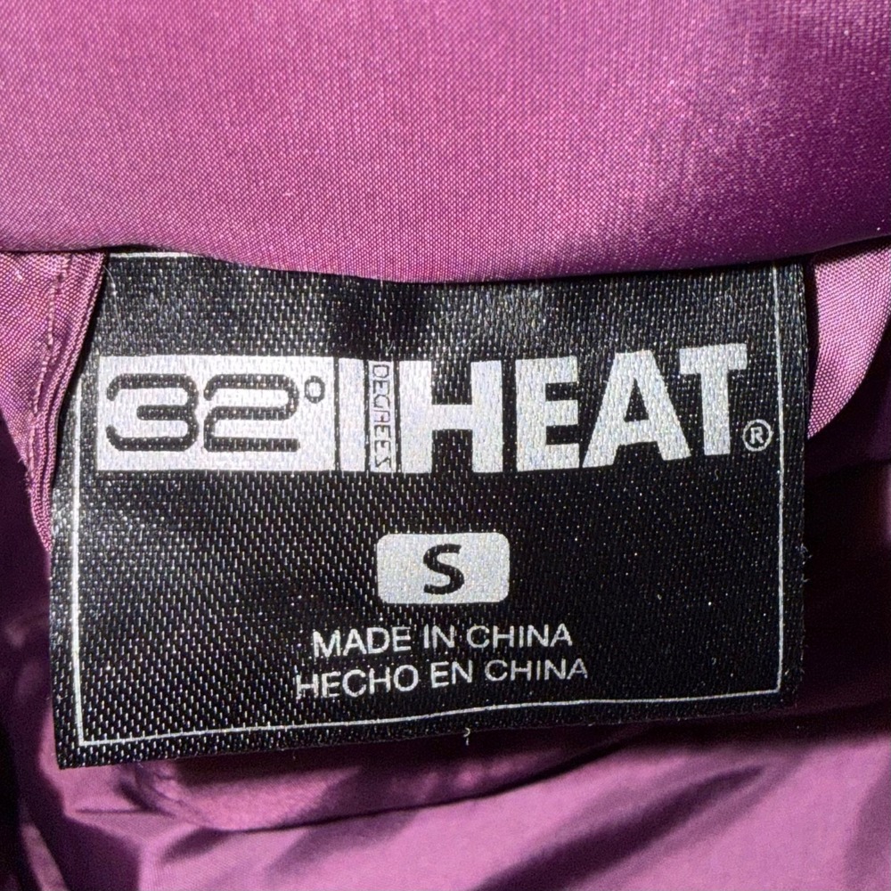 32 Degrees Heat Mixed Media Puffer Jacket Purple Small Outdoor Gorpcore Hiking - Picture 9 of 12